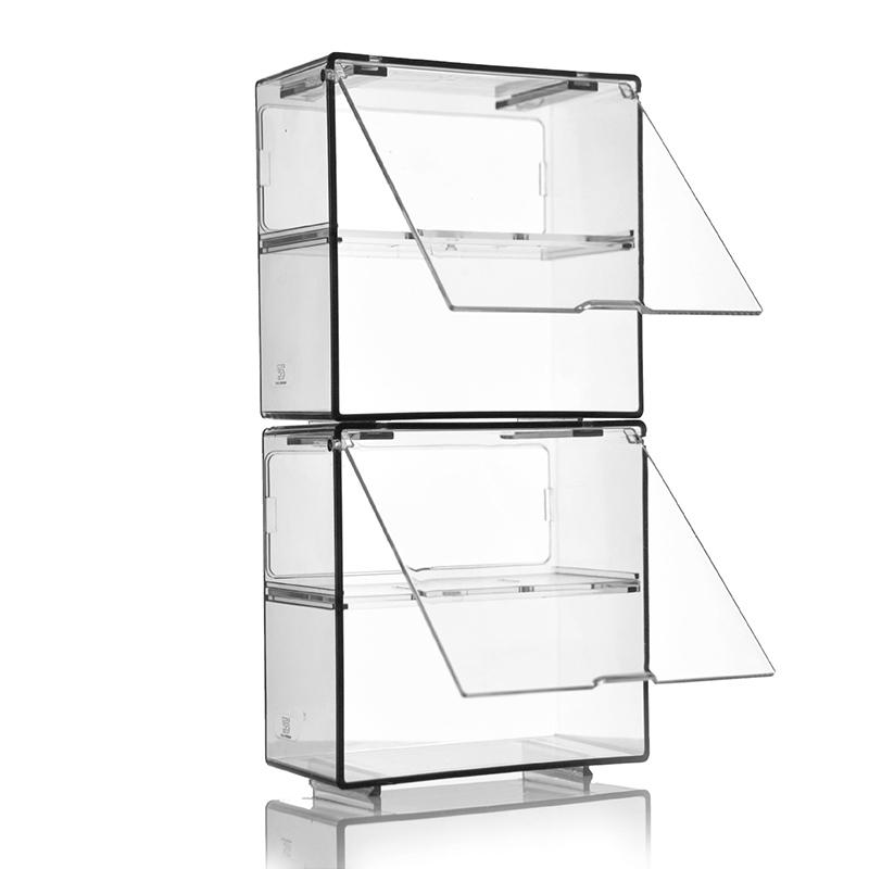 〔CC55〕1Set Double Layer Small Scale Car Model Display Box Transparent Dustproof Storage Box Large Capacity Desktop Organizer Box