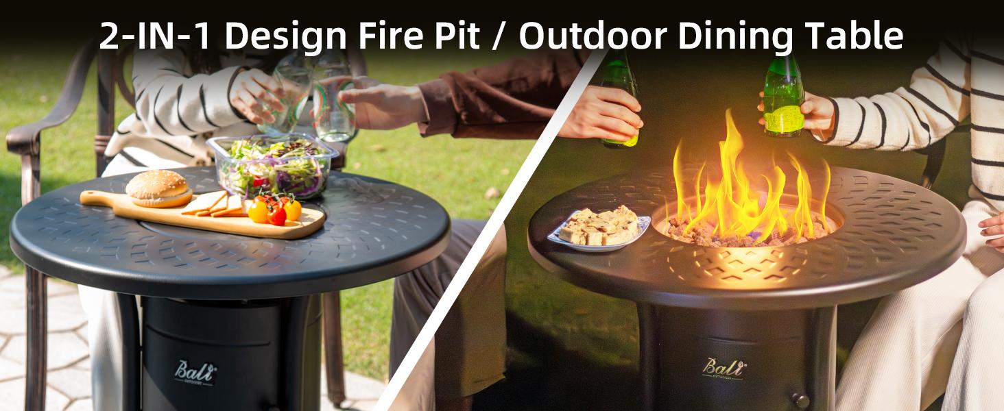 BALI OUTDOORS Propane Fire Pit Outside, Portable Double 1LB Propane Outdoor Fire Pit Black, Round Fire Pit Table Patio #springtok