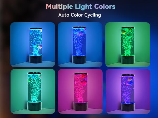 LED Aquarium Bubble Fish Tank Table Lamp, Birthday Christmas Gifts for Adults Kids Teens, Relaxing 6 Color Remote Fake Fish Sensory Night Light for Kids' Room Bedroom Home Decor, Stress Relief