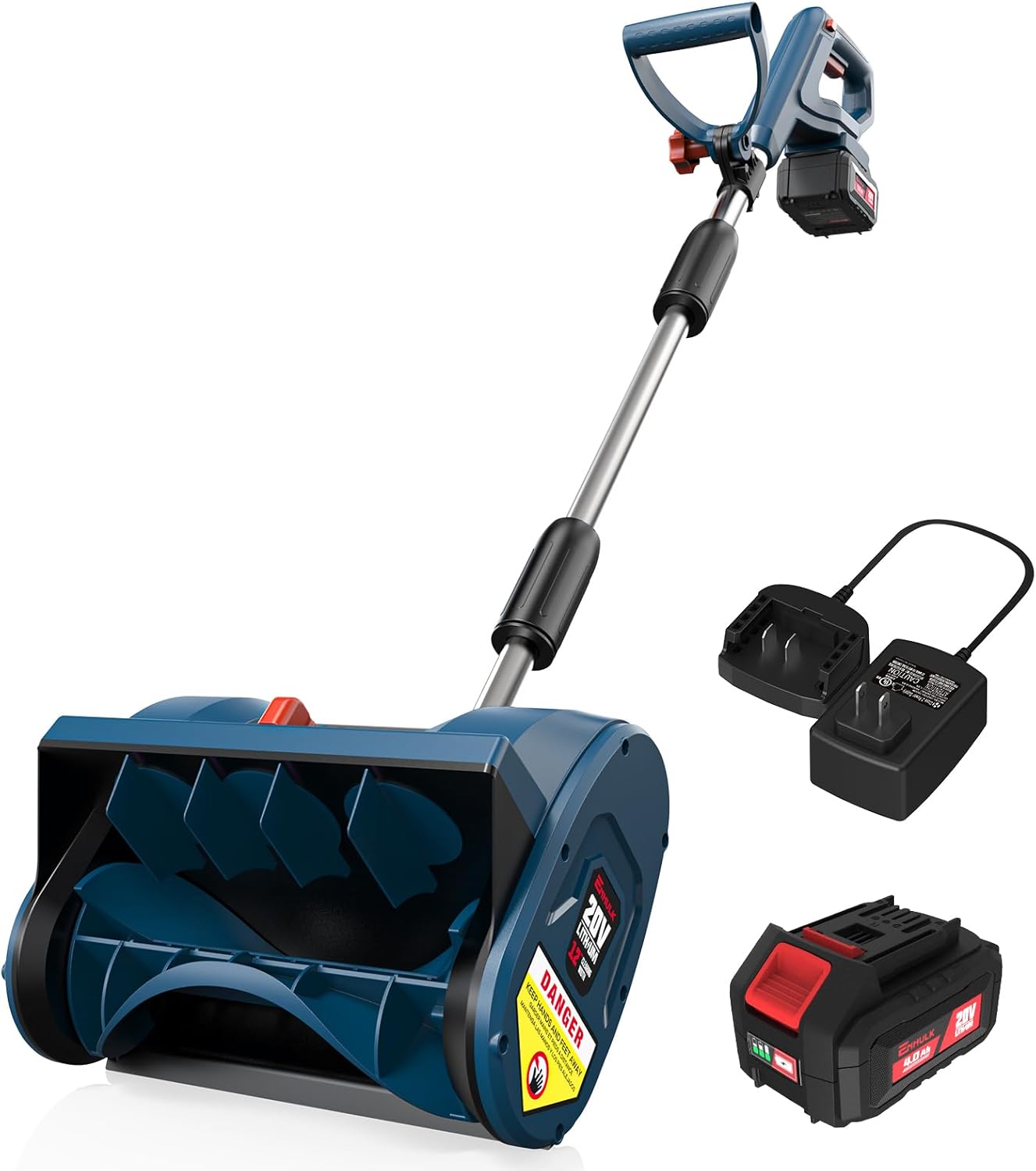 【Clearance ends in 24 hours!】Syvio/Enhulk Cordless Snow Shovel, 20V | 12-Inch | Cordless Snow Blower, Battery Powered Snow Blower with Directional Plate & Adjustable Front Handle (2*20V Battery & Dual Quick Charger Included)