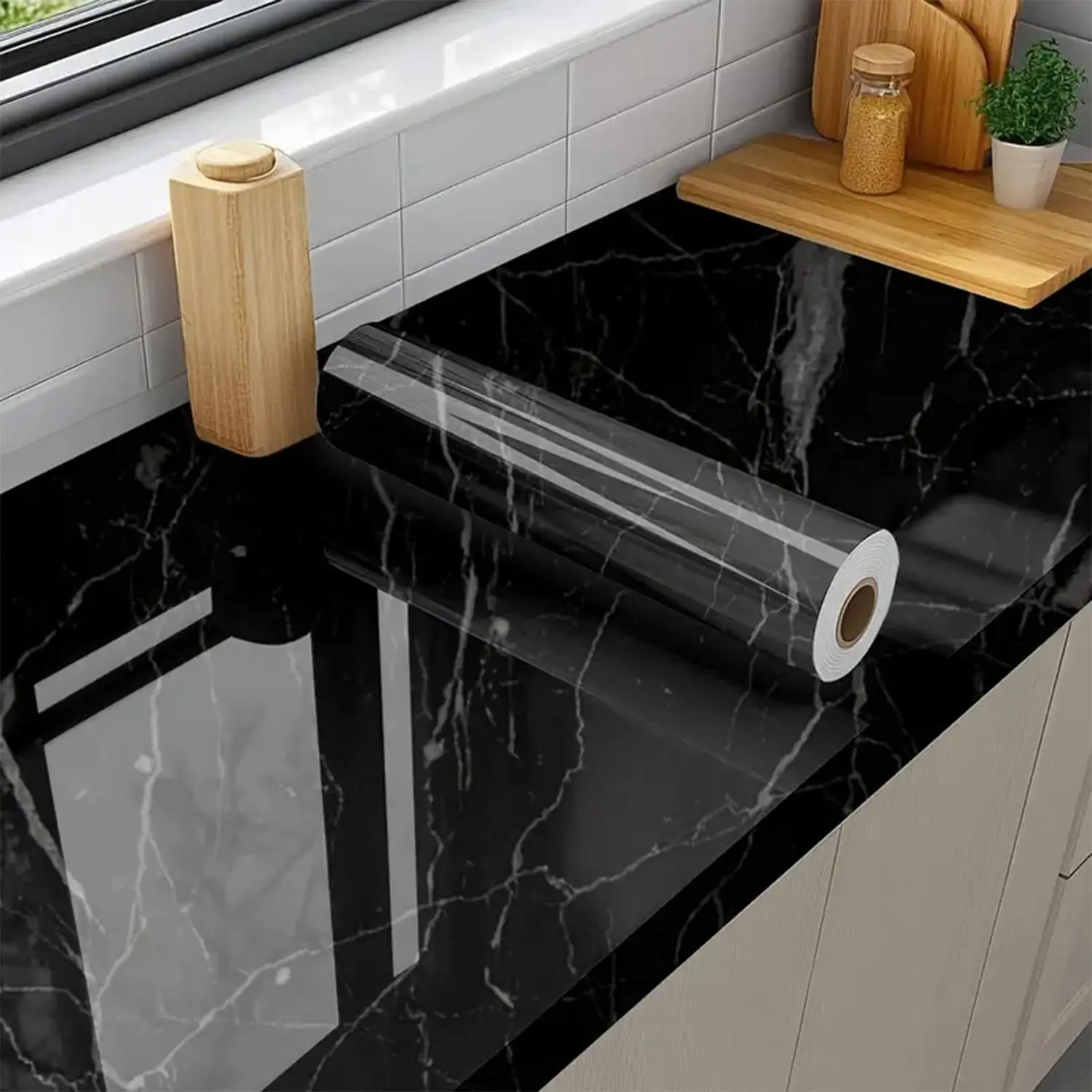 Peel and Stick Marble Pattern Wallpaper, Waterproof Self Adhesive and Oil Resistant Vinyl Decor, Ideal for Kitchen Countertops, Cabinets and Interior Walls, Self Adhesive PVC, Peel and Stick Wallpaper for Bathroom