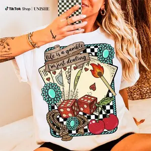 Life is a Gamble Shirt, Retro Turquoise Western, Country , Wild West Gifts, Retro Cowboy Graphic Cotton