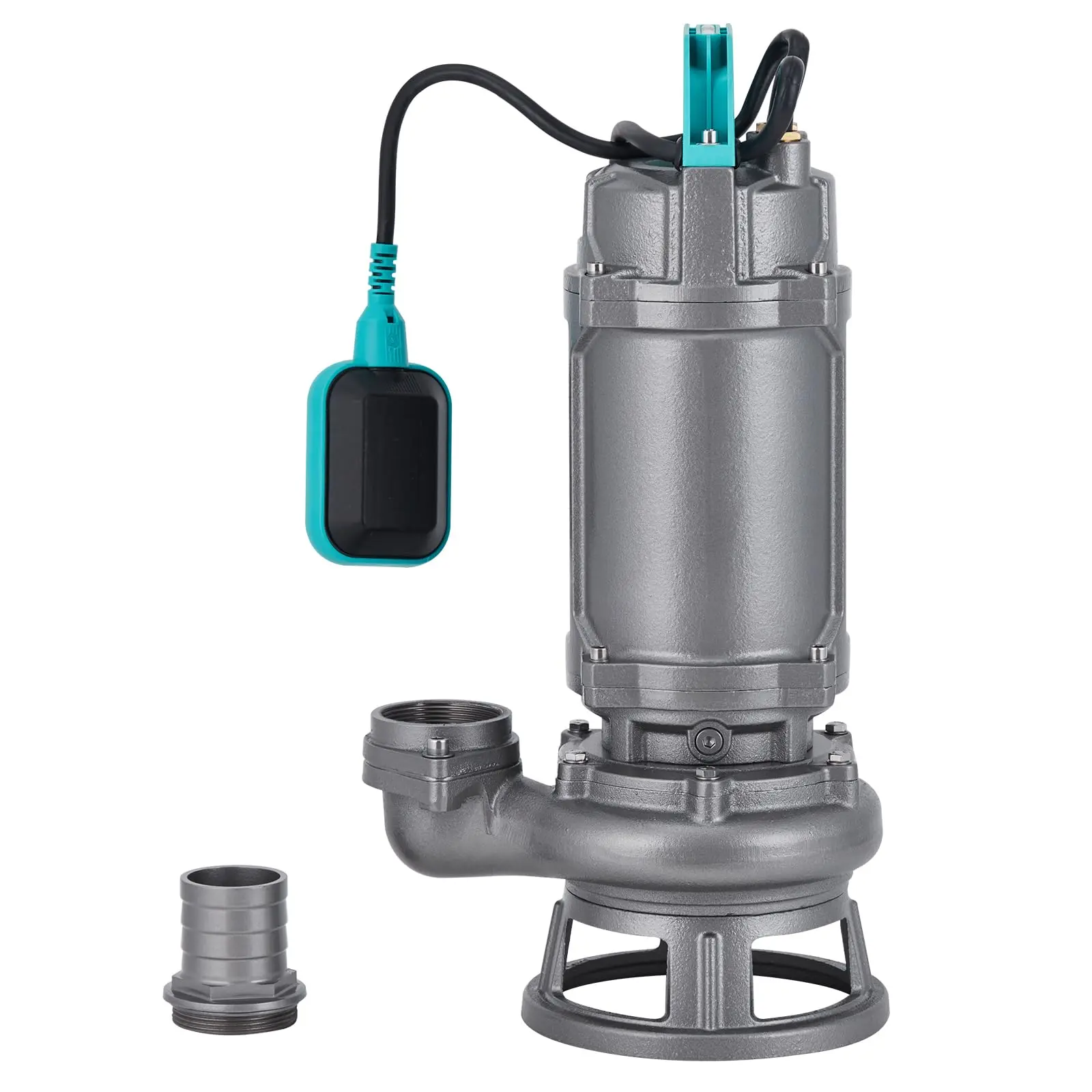 Garvee 110V 1HP 4884GPH Cast Iron Copper Heavy-Duty Submersible Sewage Pump, 39.7 lbs Commercial Drainage Pump with Adjustable Auto Float Switch, 2 in Standard NPT Discharge for Basement Residential Use