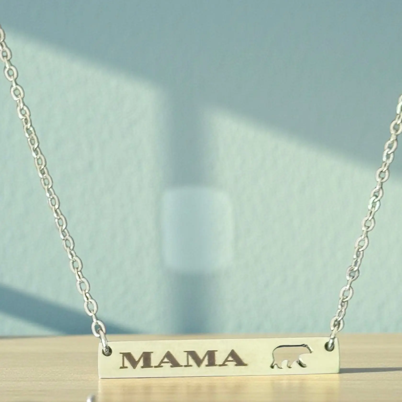 Mama Necklace | Engraved Bar Necklace | Mama Bear Necklace | Custom Name Necklace | Mother’s Day Gift | Stainless Steel Necklace