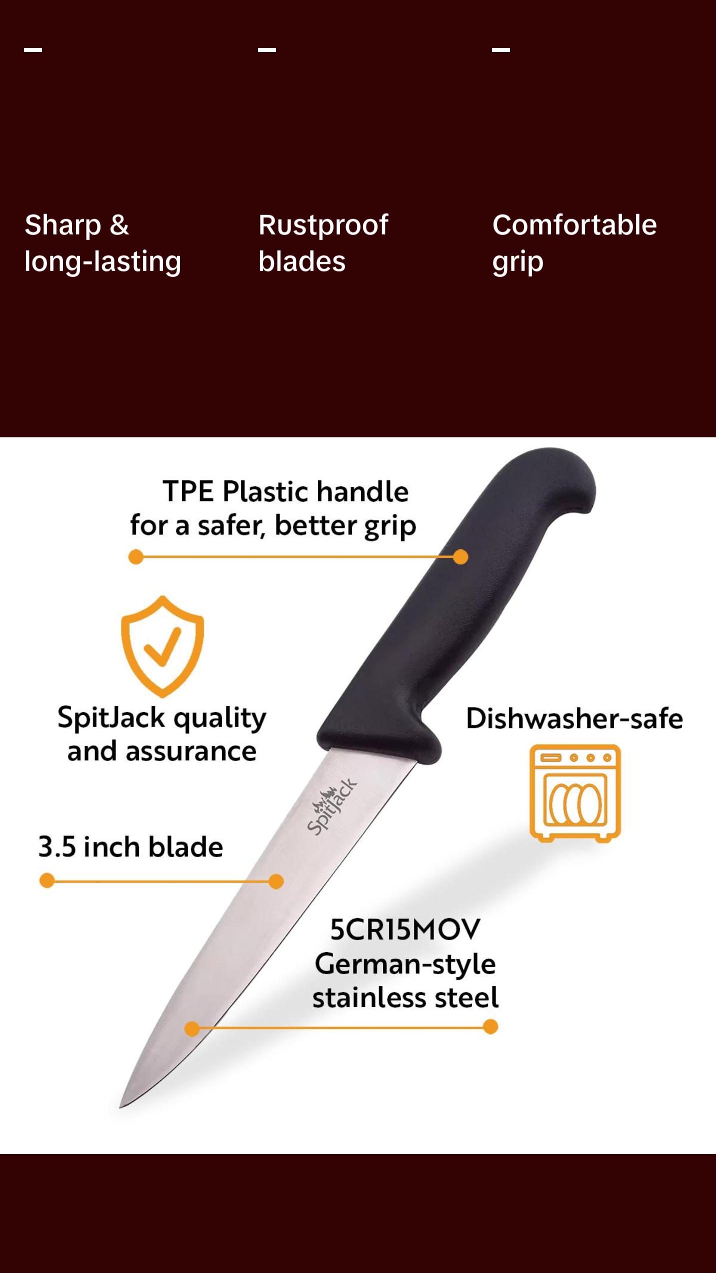 SpitJack 3.5 Inch Kitchen Paring Knife (2-pack)