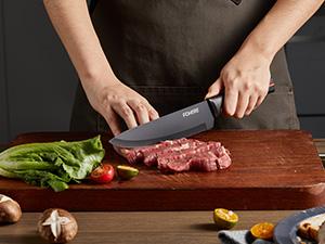 FOHERE Knife Set with Block 13 Pieces Stainless Steel Knife Sets for Kitchen with Built-in Sharpener Sharp Kitchen Knife Block Set with Granite Pattern, Anti-slip Handle Rust Resistant,Black Granite