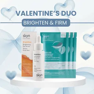 Skyn Iceland Valentine's Brighten and Firm Eye Duo -Dissolving Microneedle Eye Patches pack of 3 and Brightening Eye Serum