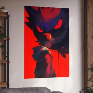 Gengar Poster - Gengar Lurking With Trainer Decor, Unframed Wall Art, Home Decor