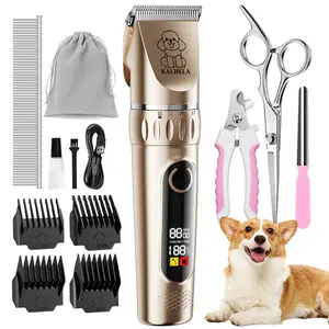 KALHELA Rechargeable Cordless Dog Grooming Kit - Low-Noise 2-Speed Electric Clippers with LED Display, Trimmer, Shaver for Small & Large Dogs, Cats