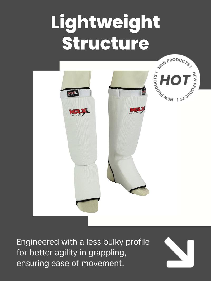 MRX BOXING & FITNESS Muay Thai Shin Guards Kick Boxing Leg & Foot Protector Pad MMA Shin Guard Extra Padding for Men or Women Protective Gear