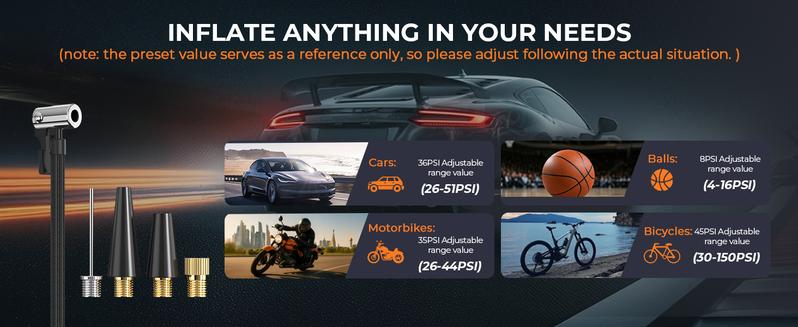 14000mAh Ultra-Safe Jump Starter with 150 PSI Air Compressor 45W Fast Charging Tire Pressure Check LED Light Jumper Cables Air Hose Storage Bag 4-in-1 Charging Cable