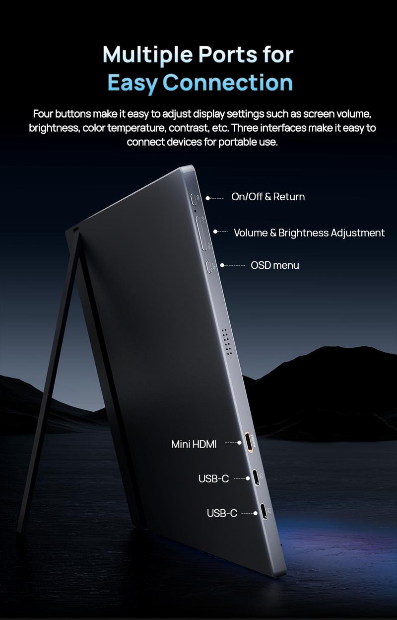 ARZOPA 16.1" 2.5K 180Hz Portable Gaming Monitor 107% sRGB 2560x1440 QHD 1080P Ultra Slim External Second Screen for Laptop PC PS5 Mac Xbox with Built-in KickStand & Dual Speakers