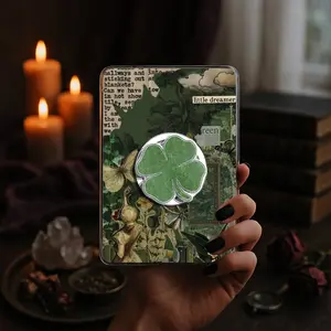 Retro Vintage Lucky Shamrock Clover Green Kindle Grip Saint Patrick's Day Book Bookish Green Clover Magnetic Kindle Grip Book Lover Kindle Accessories Phone Holder PopSocket Phone Grip Magnetic Pop Socket Phone Grip