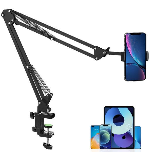 UGIFT Adjustable Bed Phone Holder with Long Arm Clip - Metal Stand for Phones & Tablets - Easy Installation & Stable Viewing Angle