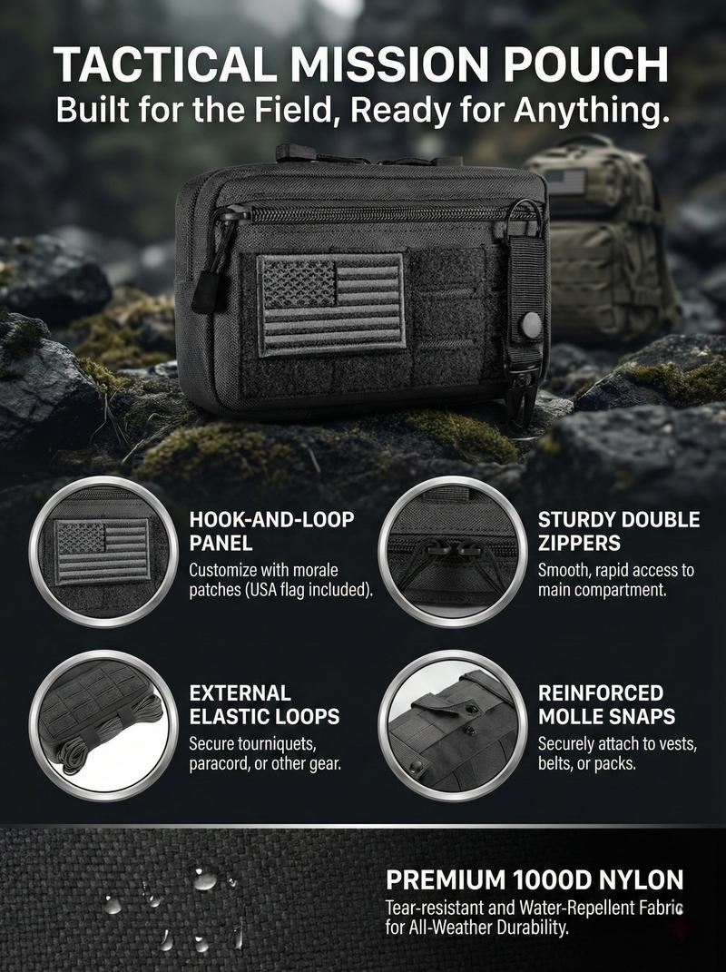 Tactical Molle Admin Pouch 8.7"x5.3"x2.2" Durable 1000D Nylon EDC Tool Pouch with US Flag Patch & Keychain Modular Storage Solution Essential Pack TikTokShopJumpstartSale Tactical Molle Admin Pouch 8.7"x5.3"x2.2" Durable 1000D Nylon EDC Tool Pouch with US Flag Patch & Keychain Modular Storage Solution Essential Pack TikTokShopJumpstartSale