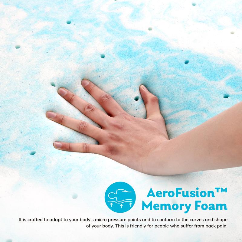 AeroFusion Memory Foam Matrress Topper, Comfort Durability, Temperature Regulation, Keep Natrual Curves And Shape Pressure Points Luxurious Breathable Performance