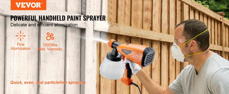 VEVOR Electric Paint Sprayer with 1300ml Container - HVLP Spray Gun with 5 Copper Nozzles - Ideal for Home Interior, TikTokShopBlackFriday, Exterior, House Painting, and Furniture - Includes 3 Spray Patterns