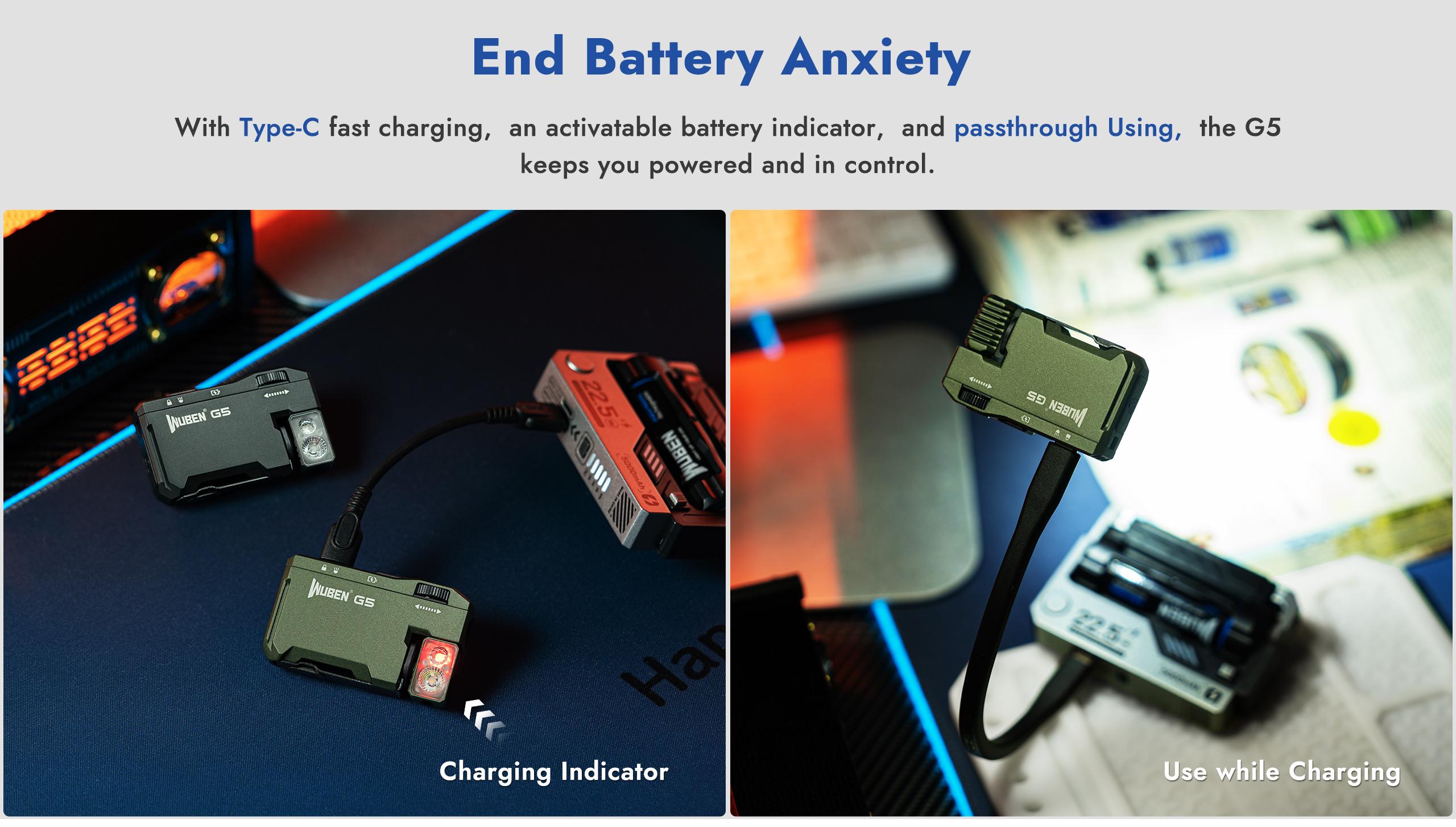 WUBEN G5 EDC Flashlight 400 Lumens - RGB Light | 180° Rotation, Type-C Rechargeable, Perfect for Hiking, Camping, Work, dealsforyoudays