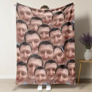 Daniel Larson Funny Selfie Abstract Flannel Blanket Daniel Larson Funny Blanket Sofa Bed Blanket Father's Day, April Fool's Day,Children's Day, Holiday Gifts for Children and Family