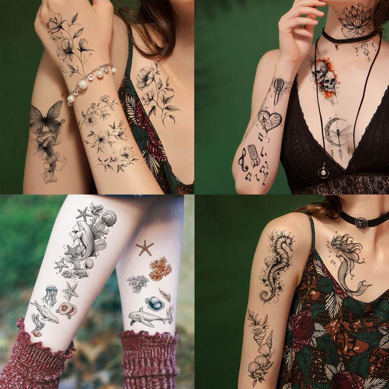 GLARYYEARS 72 Sheets Magic Bottle Temporary Tattoos for Women Adults – Galaxy Fantasy Tattoo Stickers with Crystals, Feathers & Phoenix Wings – Colorful Boho Waterproof Wear for Festival, Music Party, Beach Days