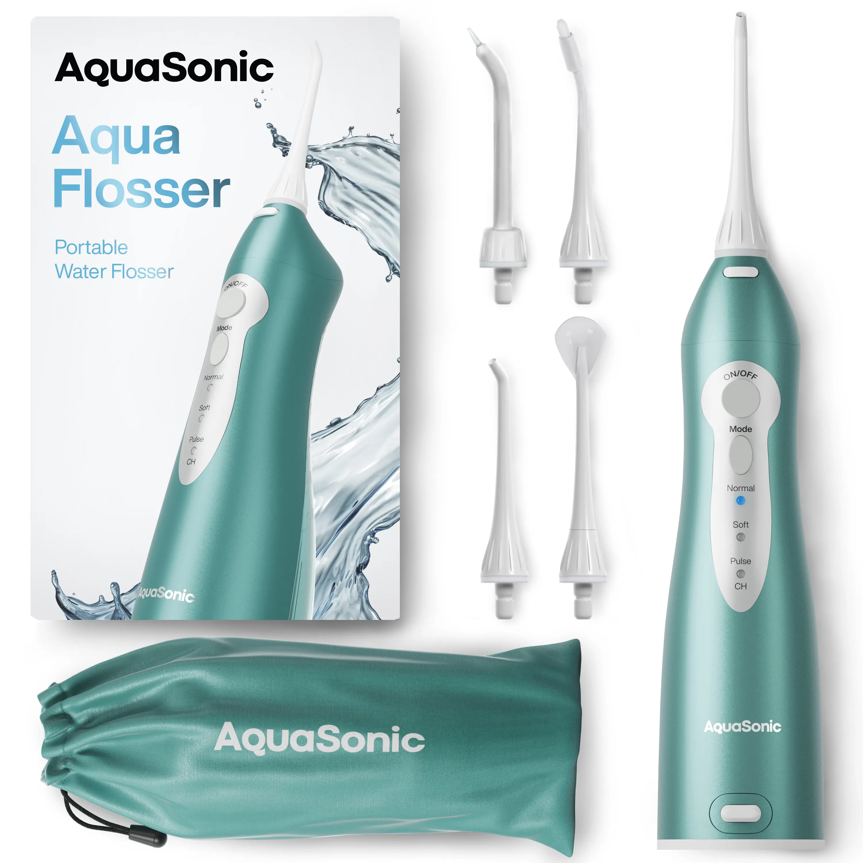 Aqua Flosser Standard, Lightweight & Waterproof, 5x More Effective than Traditional Flossing Portable Oral Irrigator Dental Cleaning Kit Cleanser | AquaSonic