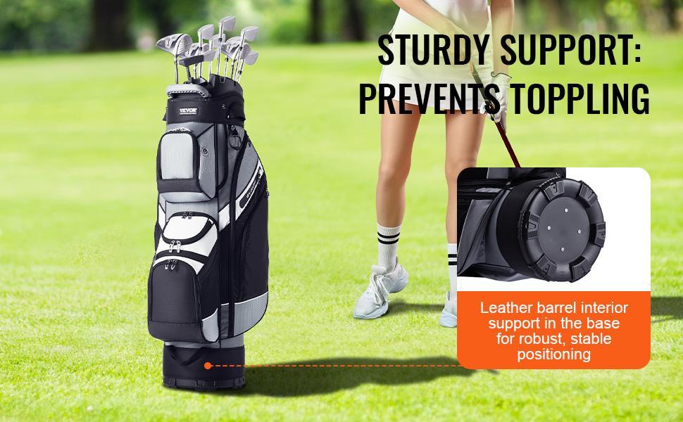 VEVOR Golf Cart Bag with 14 Way Organizer Divider Top, TikTokShopBlackFriday, 41” 13 Pockets Premium Nylon Cart Bag, Durable Golf Bags with Handles & Dust Cover & Detachable Straps for Men & Women, Black Color-Block