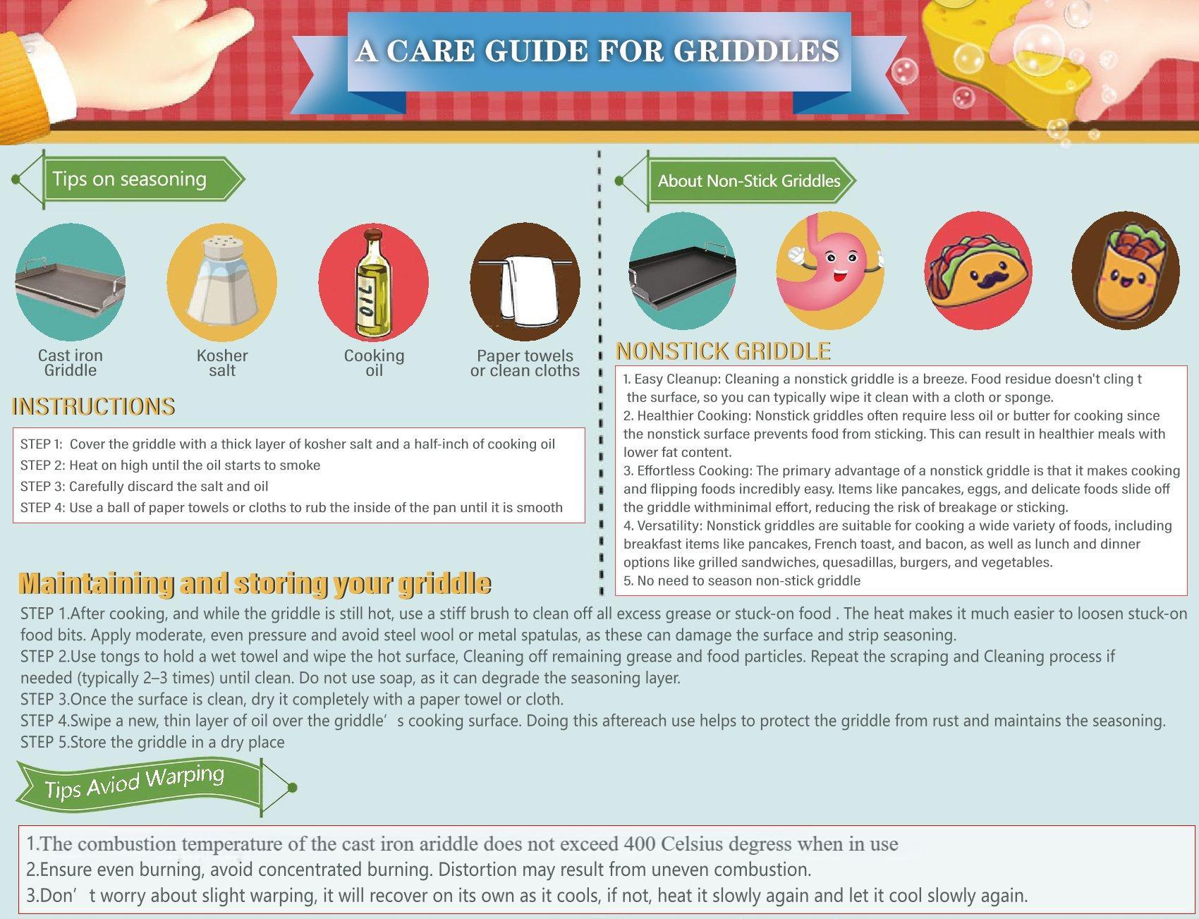 25" x 16" Metal Cast Iron Griddle for Gas Grill Large Steel Insert for Outdoor Use Prevent Sticking Kitchenware Utensils