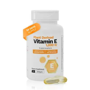 Plant Derived Vitamin E 1000 IU Natural Antioxidant Softgels 50 Count for Daily Wellness Support & Healthcare Fitness