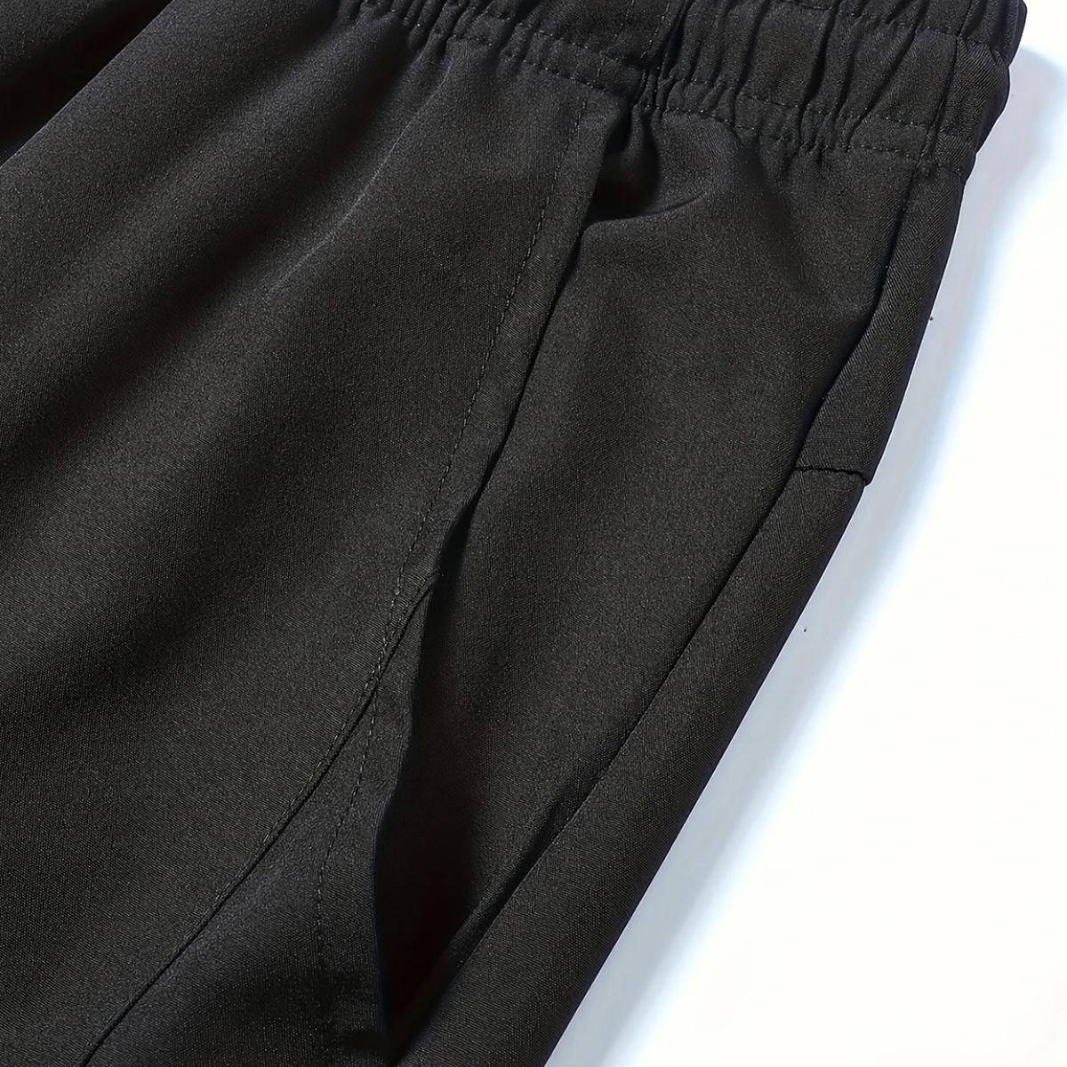 Men's 3-pack slim fit straight leg casual pants, polyester spandex blend, featuring an elastic waistband with drawstring, mid-rise, side pockets, suitable for outdoor activities and everyday wear SpringStatements