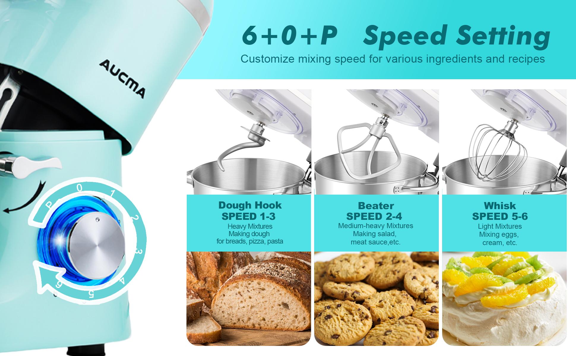 Aucma 6.5QT/8.5QT Stand Mixer with Upgraded Motor | 6-Speed Tilt-Head Electric Food Mixer with Stainless Steel Bowl Dough Hook Whisk & Beater for Baking & Mixing Kitchen Appliances