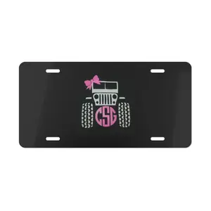Jeep Monogram License Plate, Pink Bow Jeep Vanity Tag, Personalized Initial Car Plate, 12x6 Aluminum Off Road Plate, Jeep Girl Gift
