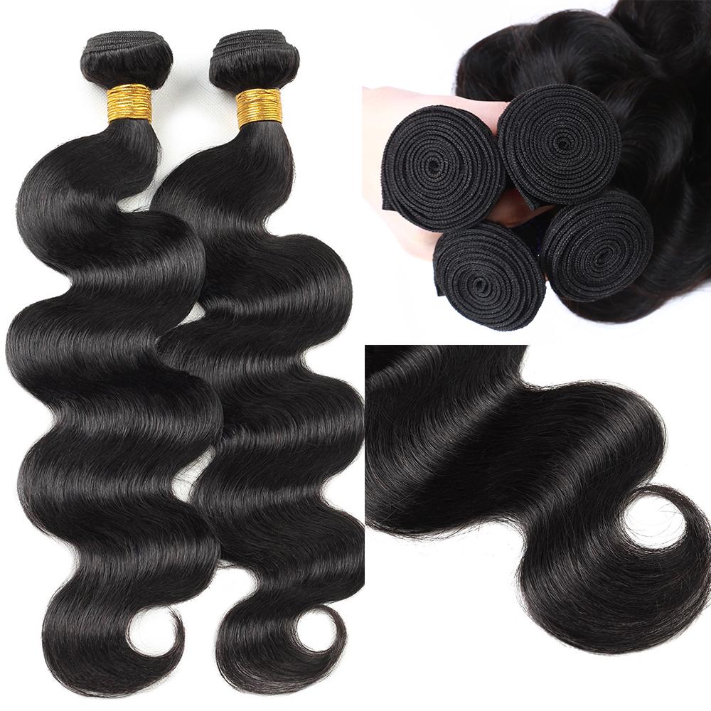 Body Wave Hair Bundles with Closure Brazilian Human Hair 3/4 Bundles with 4x4 2×6 Lace Closure Sew in