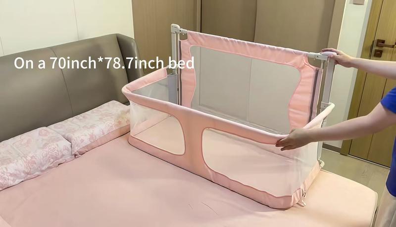 Baby Bassinet Sleeper, 14 Hole Gear Adjustable Cribs, Easy to Fold Portable Crib Side Bassinet, Swing Cradle Bed Side Sleeper with Ventilated Net