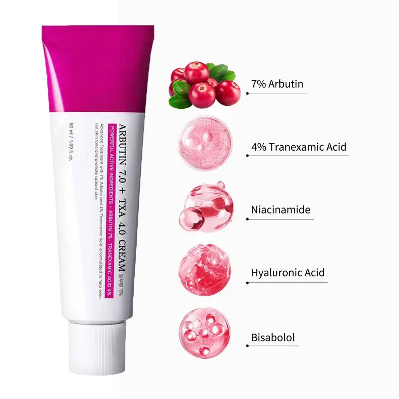 7% Arbutin +4% Tranexamic Acid Cream 70,000ppm Arbutin & 40,000ppm TXA with Niacinamide &Glutathione for Dark Spots Freckles Blemishes & Pigmentation 50ml
