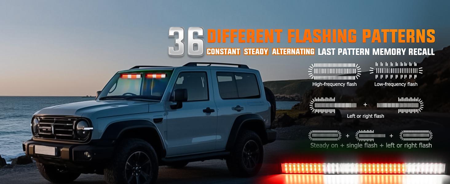 Nilight 144 LED Strobe Traffic Advisor Light Bar Red White with Controller 2 in 1 Automotive  Warning Flashing  Windshield Lights Bars for Cars Tow Plow Trucks Construction Vehicles