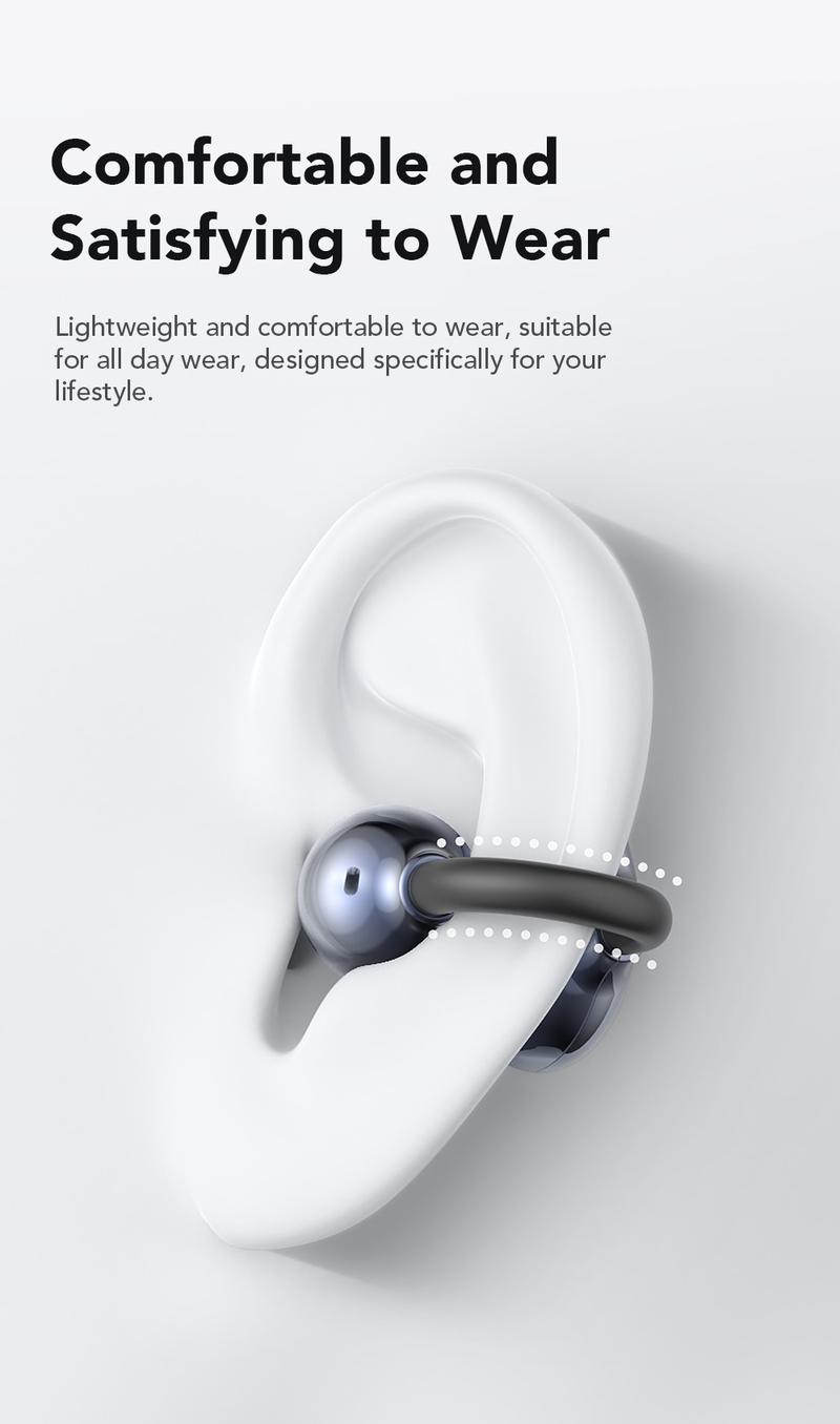 MINISO MS212 Clip-On Ear Headphones with Heart Rate Monitoring Wireless Audio Headphones for Music & Phone Calls, IPX5 Sport Waterproof & Sweatproof, with LCD Full Color Touch Screen, Bluetooth 6.0 Headsets, Heart Rate Health Management