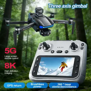 Aerovibe.  2026 NEW Drone《 V06-PTZ Camera  》UAV-4K, 3-power version, with ultra-high definition 4.5-foot LCD screen, 360 shooting/follow-up shooting/multi-function return/one-button take-off, flying height of 750 feet and flying range of 6500 feet.