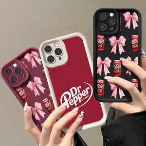Casing For iPhone 13 14 PRO MAX PLUS dr pepper aesthetic Soft Silicone TPU Black White Red Gift Shockproof Protection Anti-Drop Protective Protector Aesthetic Phone Cases Shell Cover 1073
