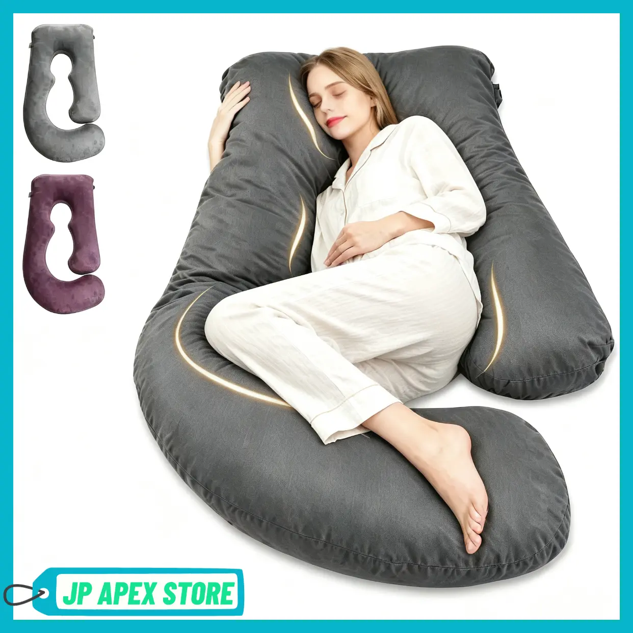 41/60 inch Maternity Pillow,full body Pillow with Removable Velvet Cover,abdominal support for pregnant women and side lying,Side J Type Full-Body Pillow for Back, Legs and Belly Support, Comfortable Slumber for Man and Women