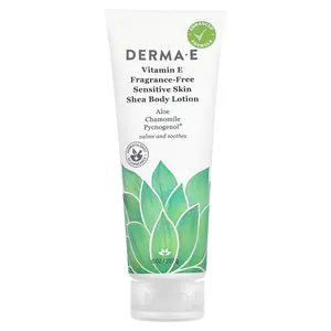 DERMA E Vitamin E Sensitive Skin Shea Body Lotion, Fragrance-Free, 8 fl oz (227 ml)