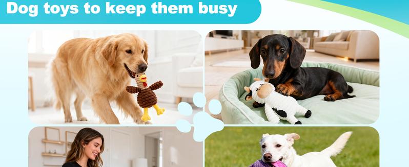 PrimePets Dog Toys, 5 Pack, Plush Dog Squeaky Toys, Assortment Value Bundle Animal Pet Toy for Small Medium Large Dogs, Stuffed Puppy Chew Toy, Cute Dog Gift Toys