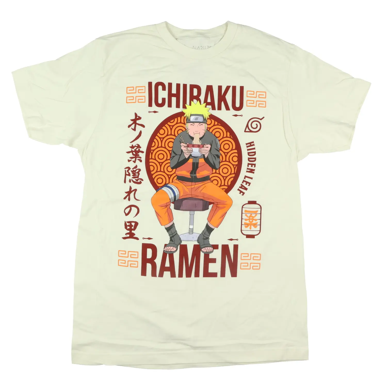 Naruto Ichiraku Ramen T-Shirt for Men, Casual Short Sleeve Anime Graphic Tee in Breathable Cotton Fabric, Streetwear, Shortsleeve, Menswear, Round Neck, Classic, Tshirt, Front Graphic, Classic Cut, Easy Care
