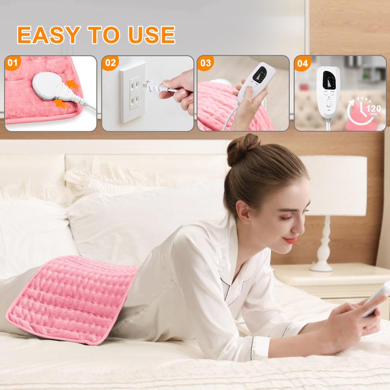 Heating pad, 24x12in targeted precise application, 6-speed temperature adjustment, 4 timing options, fast heating, automatic shutdown, portable - machine washable, suitable for neck heating, back, legs, abdomen, knees, ideal holiday gift, Christmas gift