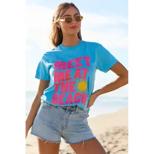 Meet Me At The Beach Blue Comfort Colors Graphic Tee