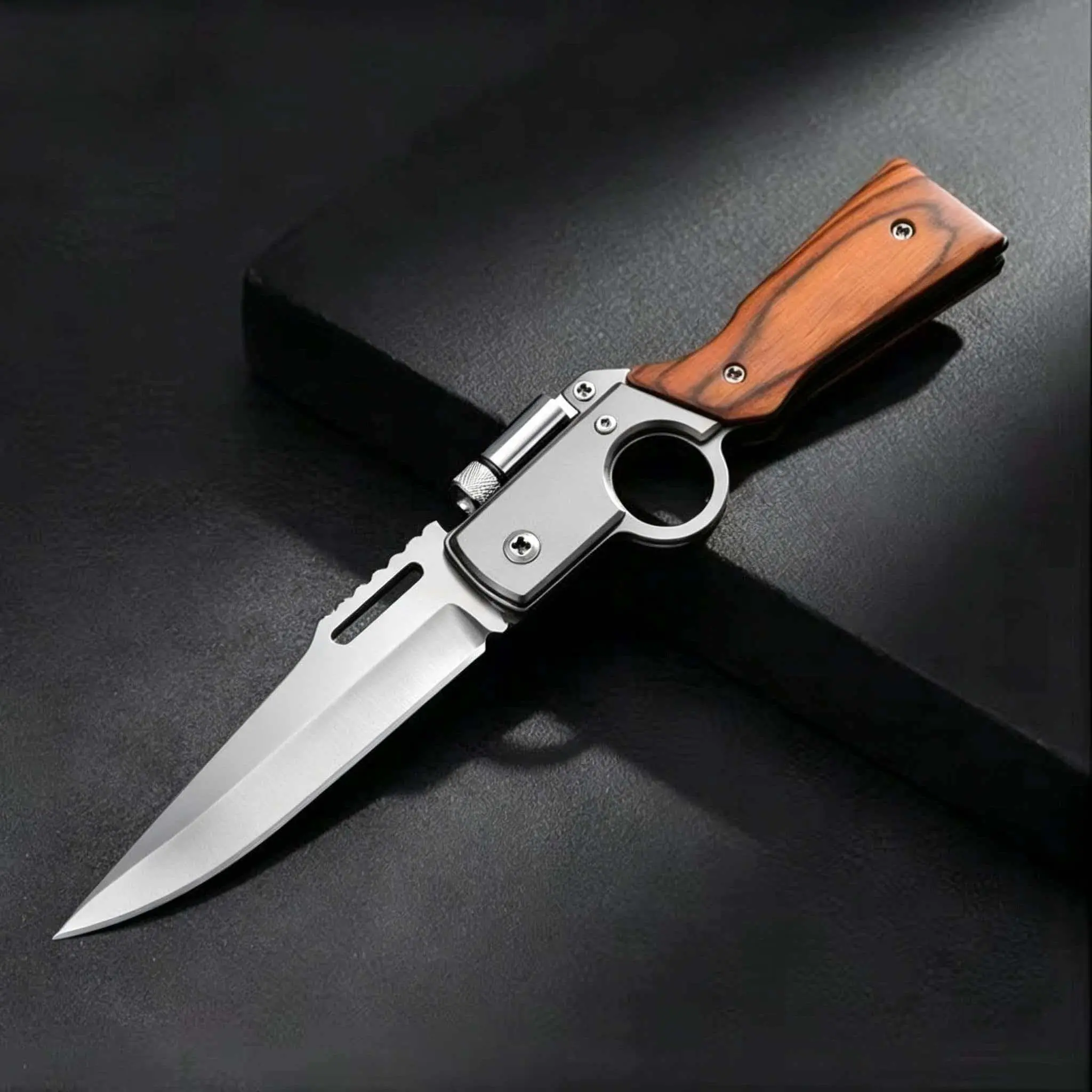 Portable folding knife, suitable for camping, barbecuing, fishing, hiking, equipped with pocket clip and safety lock. Valentine's Day, Christmas, Halloween gifts.