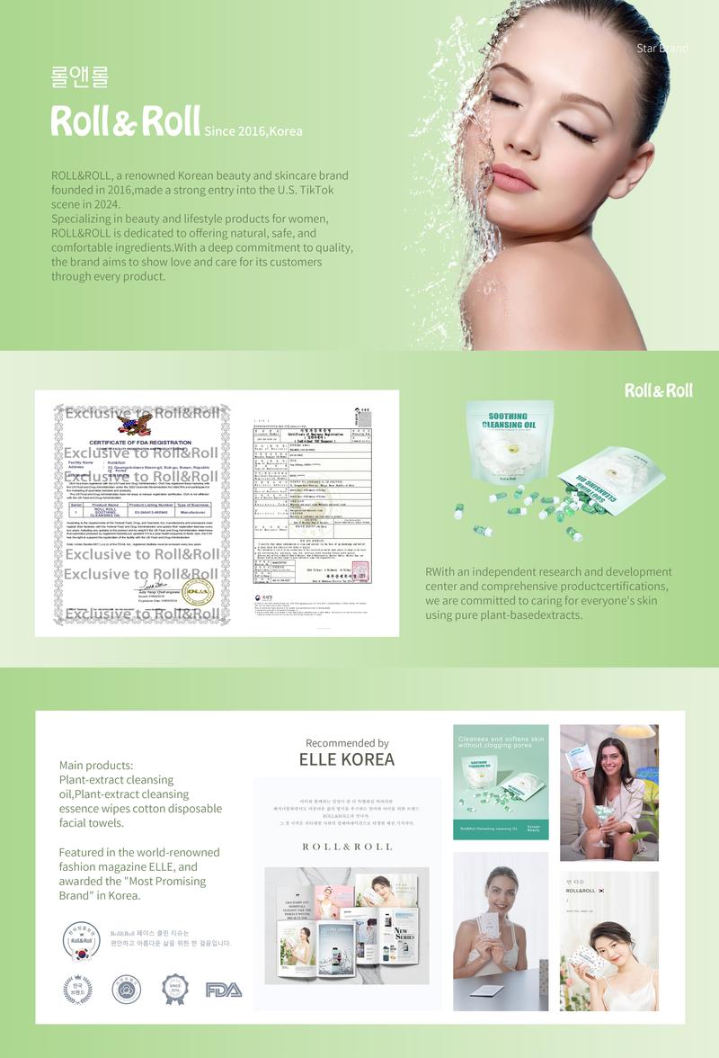 Roll&Roll Natural Cleansing Oil – Waterproof Makeup Remover Oil, Nourishing and Gentle for Sensitive Skin and All Skin Types Floral Acne