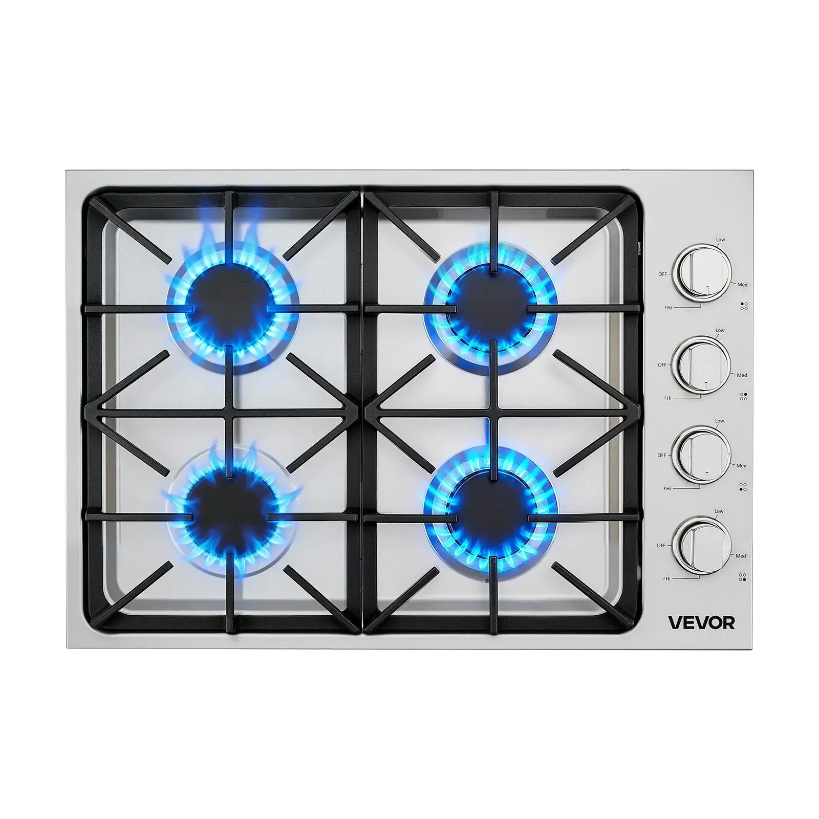 【Summerfinds】VEVOR Gas Cooktop,30 inch 4 Burners Gas Stove TopMax 48000BTU Built-in Stainless Steel Stove Top LPG/NG Convertible Dual Fuel Cooktop Stoves with Sealed Burner for SearStewBoilStir-Fry 