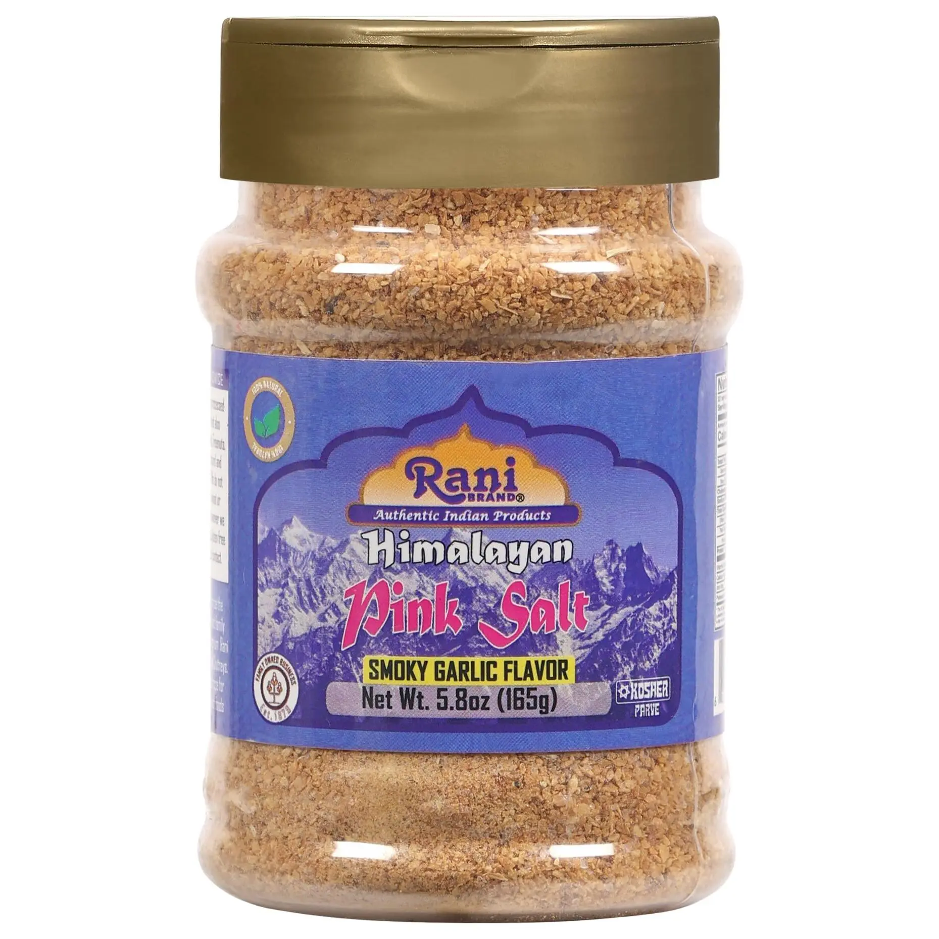 Himalayan Pink Salt Smokey Garlic Flavor (84 Essential Trace Minerals) 5.8oz (164g) - Rani Brand Authentic Indian Products
