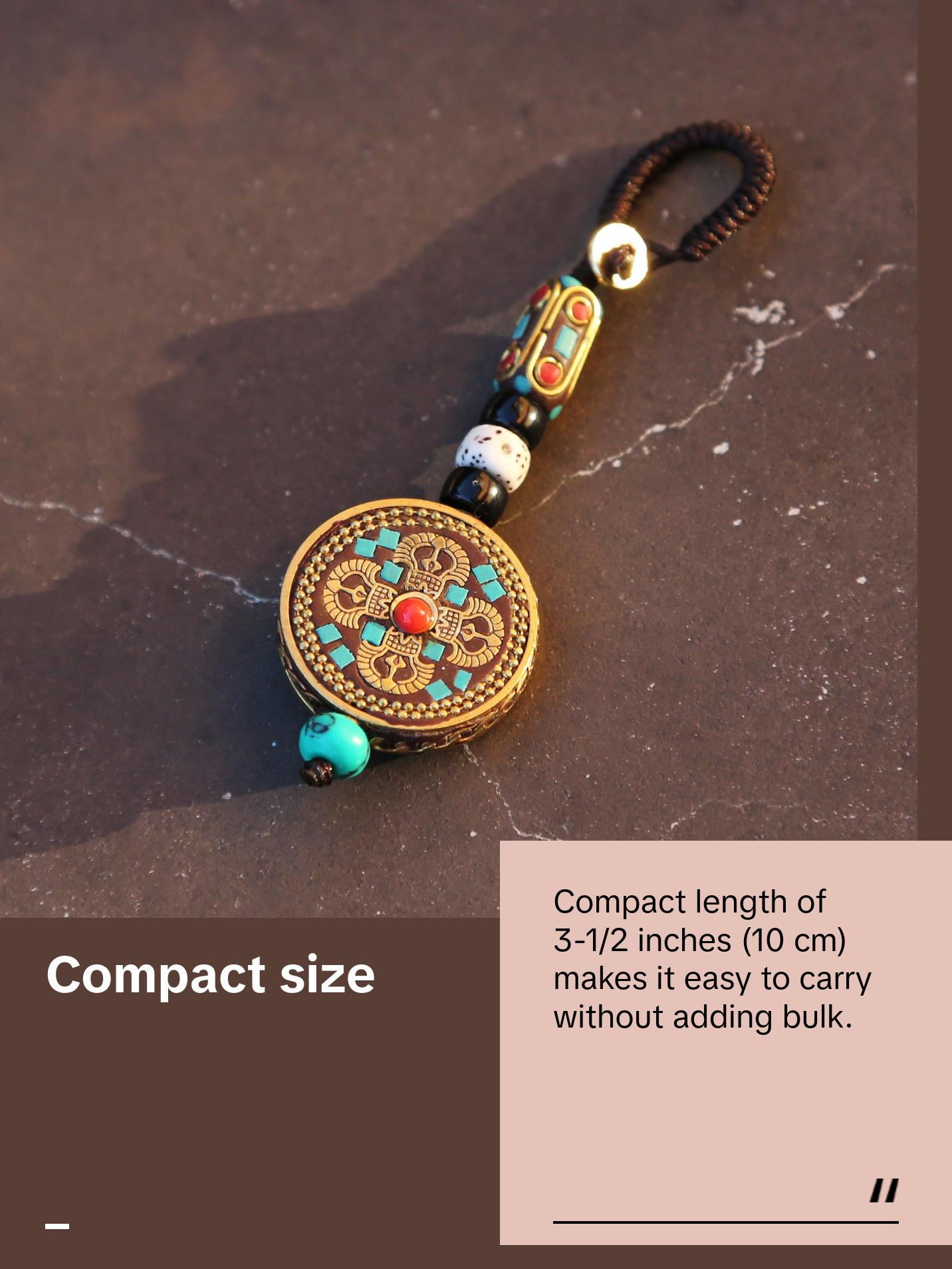 Tibetan Buddhist Vajra Protection Keychain Zipper Charm, Buddhism Rearview Mirror Charm, Chinese FengShui Car Charm Lanyard Keychain (R)