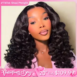 Menglle New Yaki Loose Wave Fluffy Bounce Pre Wand Curly 13x4 Lace Front Wig Transparent Glueless Ready to Wear Pre-cut Lace Human Hair Wigs#springfresh#GiftedInLove